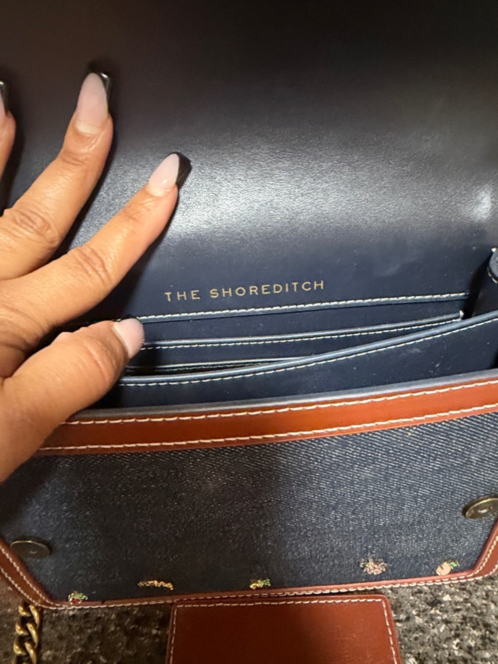 Kurt Geiger The Shoreditch Denim jeweled bag. Like New Rare - Picture 2 of 6